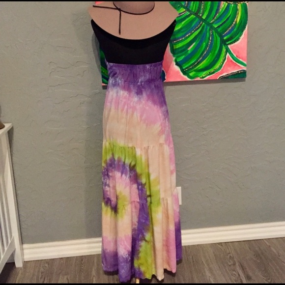 ✌️Hand Made✌️ Bohemian Tie Dye Halter Maxi Dress - Picture 5 of 7